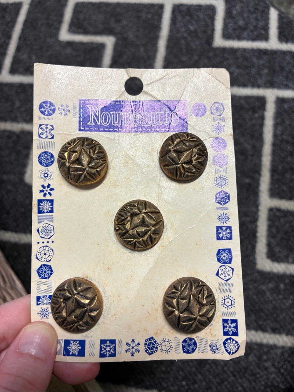 Vintage Bronze Starburst Buttons - Set of 5